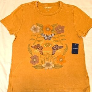 Lucky Brand Women's Mustard Yellow Butterfly Tee - NWT